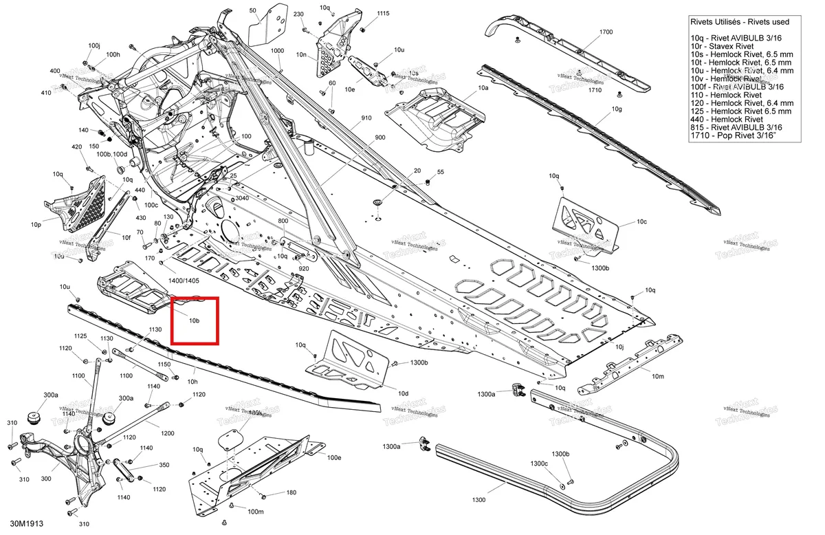 Деталь 518330737 на схеме узла 2019 Ski-Doo GRAND TOURING 900 ACE Frame - 900 Ace