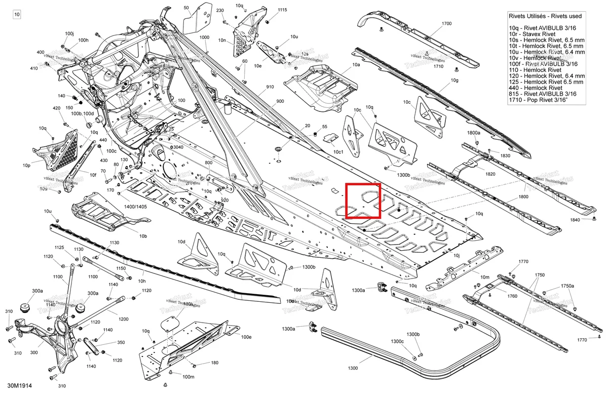 Деталь 518330739 на схеме узла 2019 Ski-Doo EXPEDITION SPORT 900 ACE Frame - Package Sport
