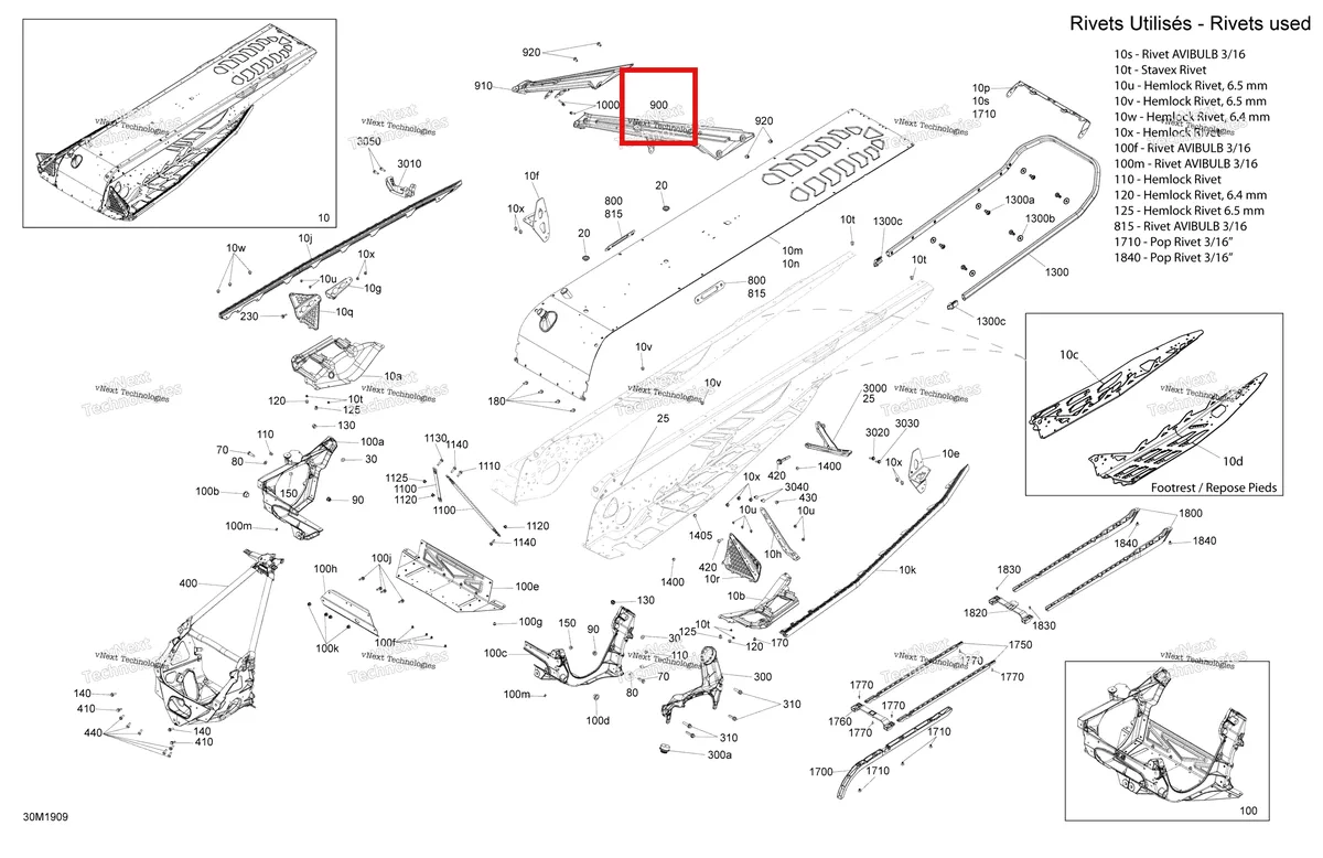 Деталь 518330878 на схеме узла 2019 Ski-Doo FREERIDE 146 850 E-TEC Frame - Package 146