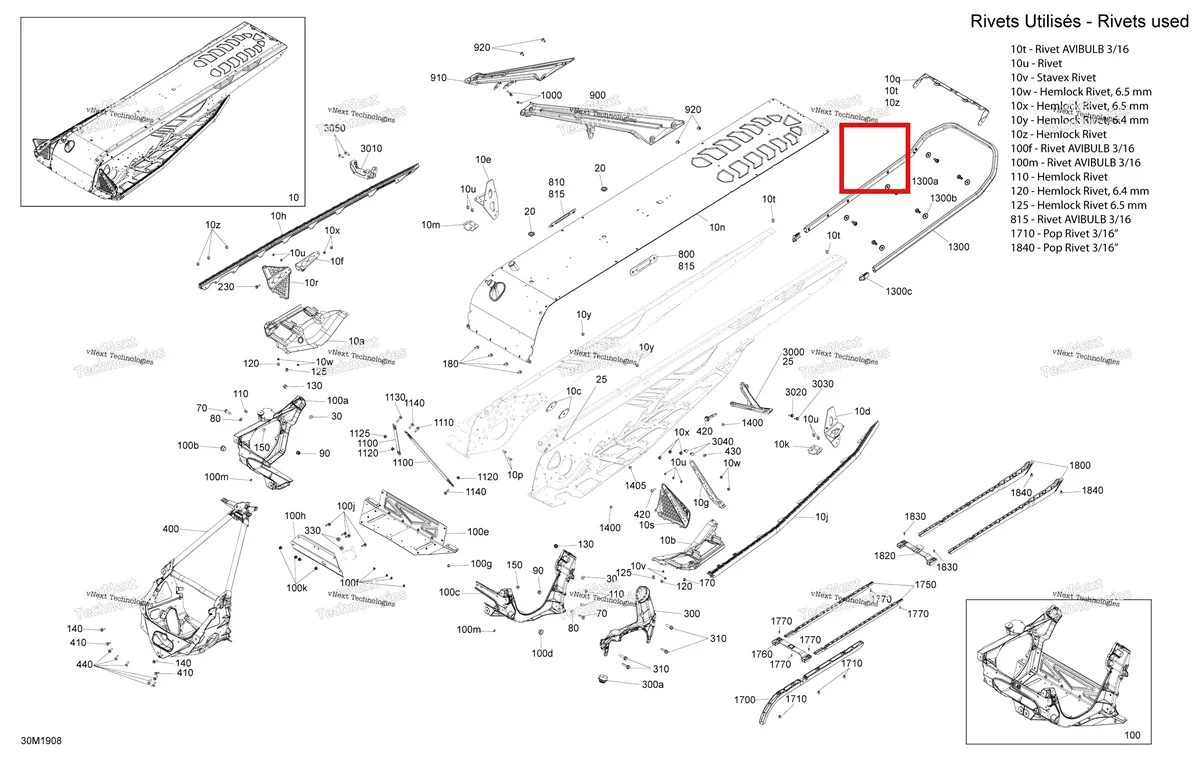 Деталь 518330887 на схеме узла 2019 Ski-Doo SUMMIT 600R E-TEC Frame - 154 - Package Sp