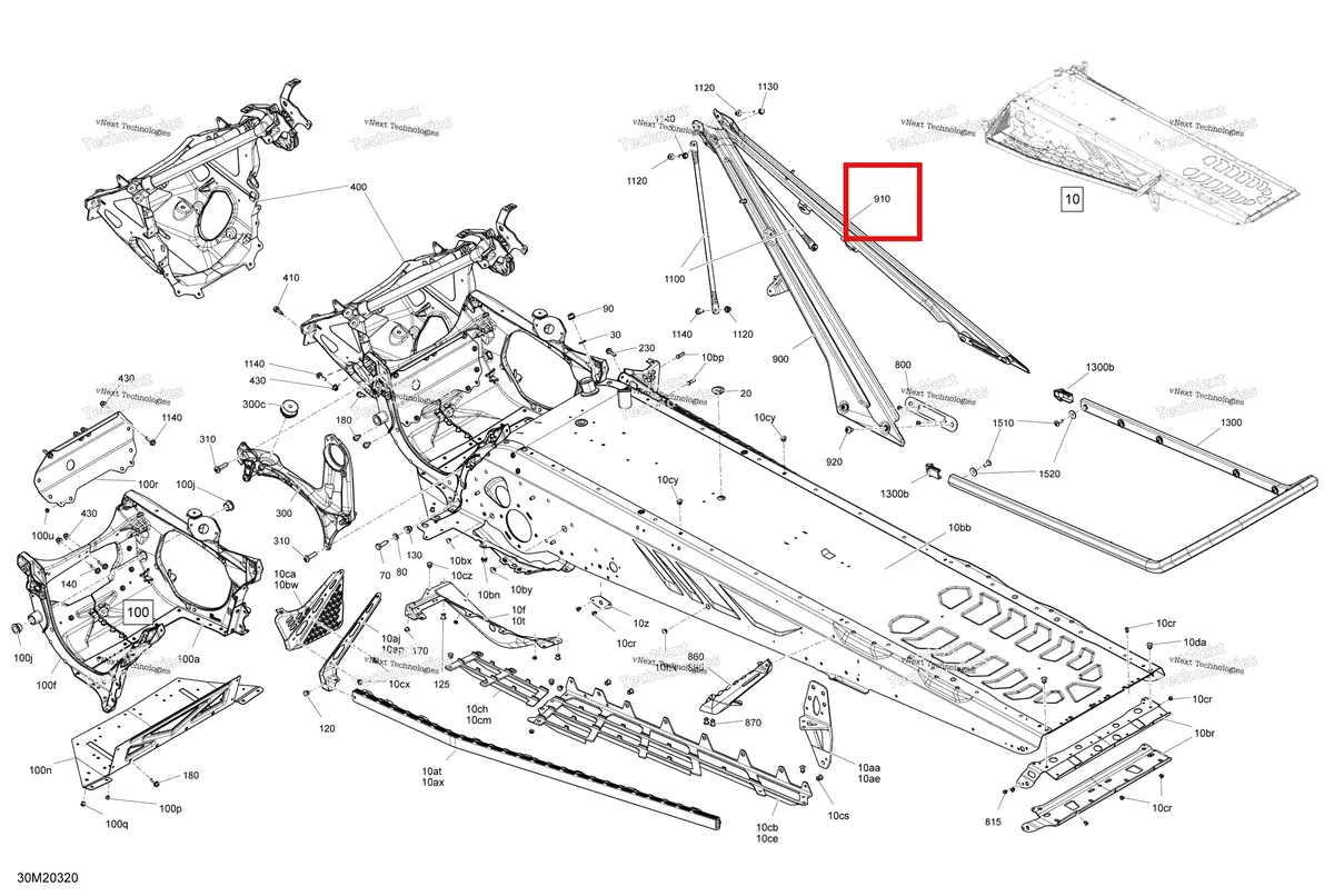 Деталь 518331054 на схеме узла 2020 Ski-Doo SUMMIT 850 E-TEC Turbo Frame - System