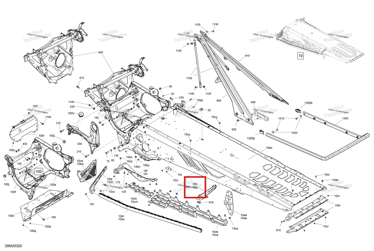 Деталь 518331393 на схеме узла 2020 Ski-Doo SUMMIT 850 E-TEC Turbo Frame - System