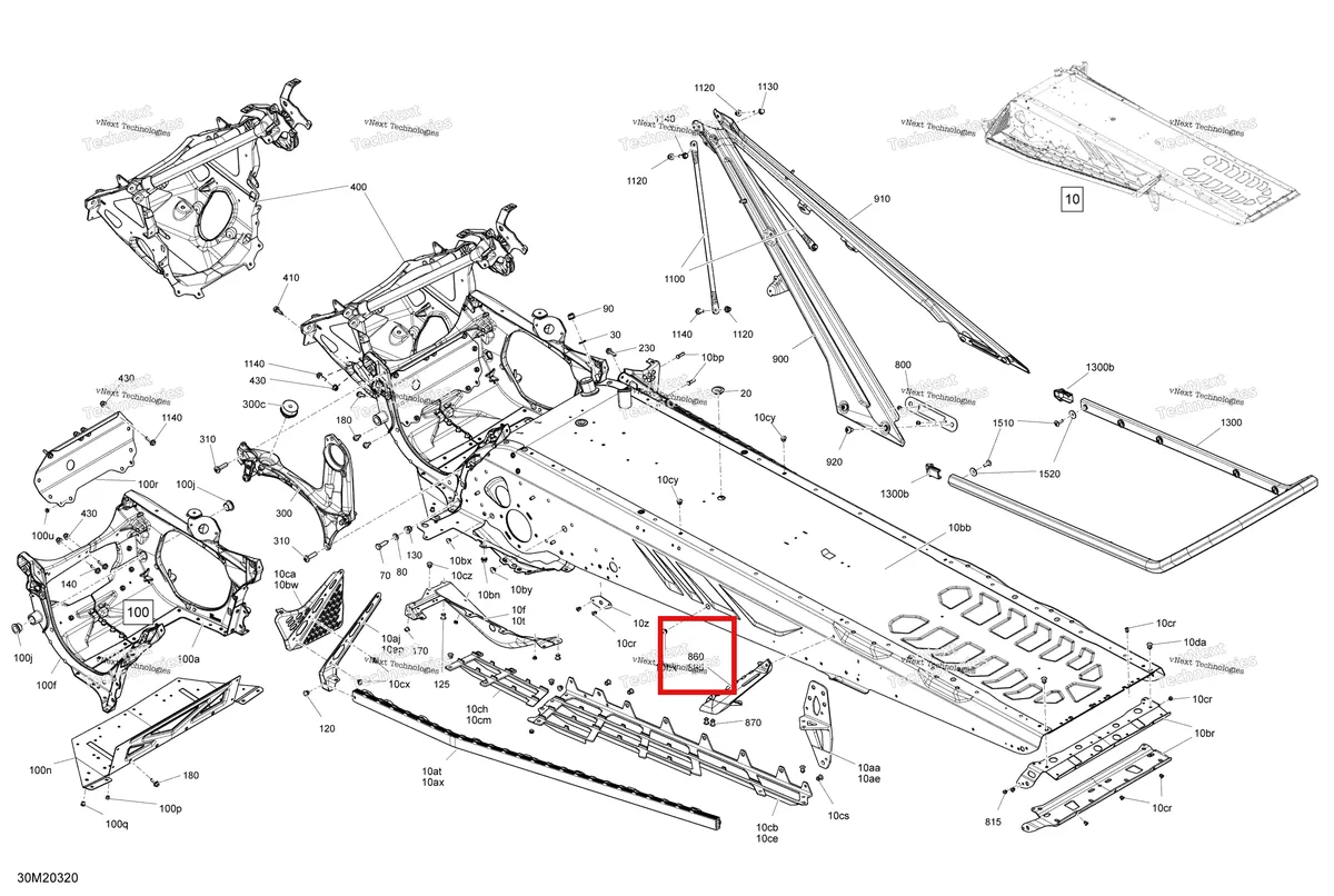 Деталь 518331394 на схеме узла 2020 Ski-Doo SUMMIT 850 E-TEC Turbo Frame - System