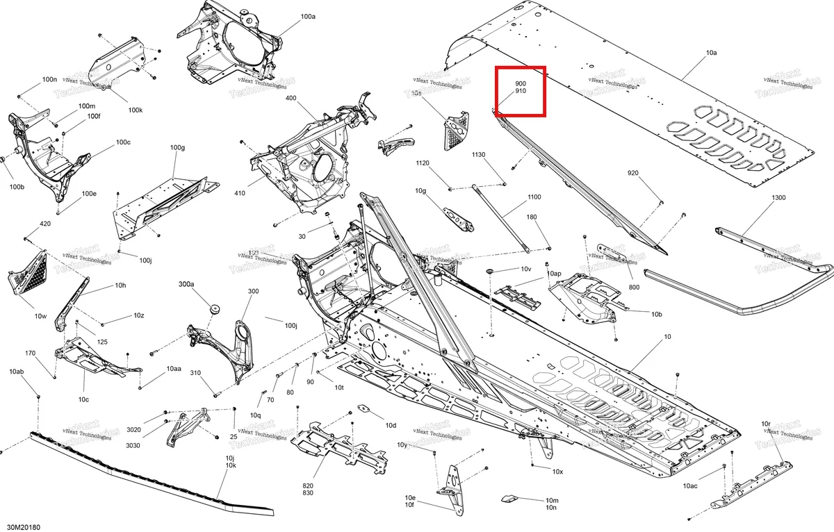 Деталь 518331682 на схеме узла 2020 Ski-Doo FREERIDE 154 850 E-TEC Frame - System - 154