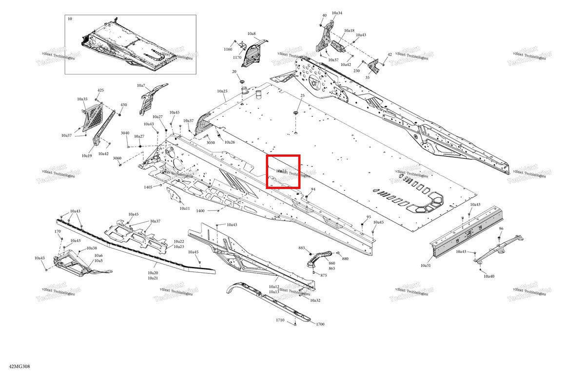 Деталь 518331712 (Левый рама Corner 24 Ski-Doo Skandic SE 900 ACE (2026) (518331712)) на схеме узла 2027 Ski-Doo EXPEDITION - LE - 600R E-TEC - ABVC - Neo Yellow - 24X154X1.5CST Track Frame - System - Rear Section