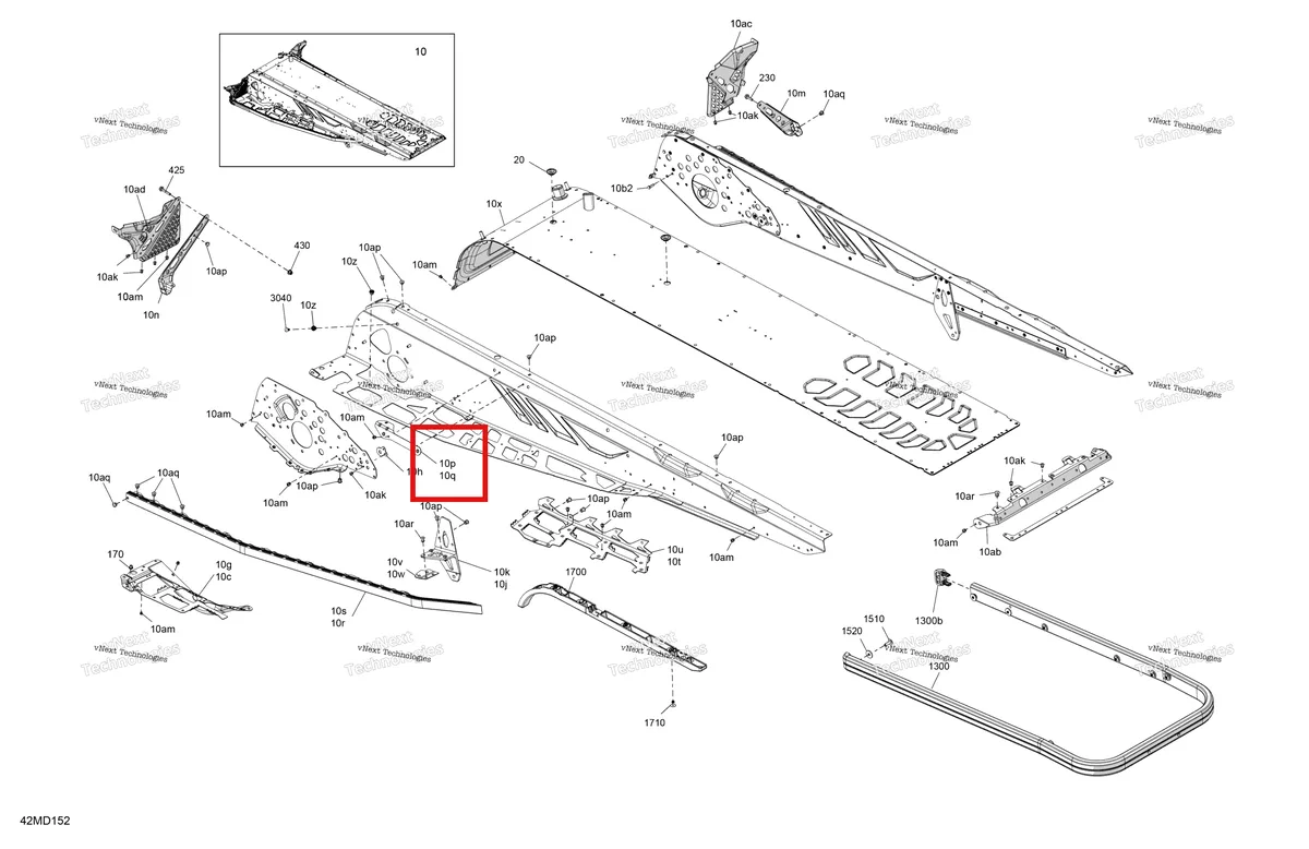 Деталь 518331744 на схеме узла 2024 Ski-Doo EXPEDITION 600 ACE - SPORT - KCRC - Neo Yellow - 154X16X1.5CH Track Frame - System - Rear Section