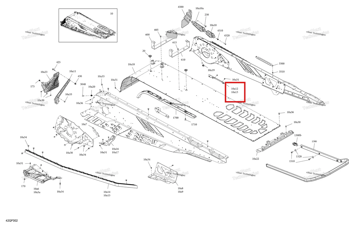 Деталь 518331745 на схеме узла 2026 Ski-Doo EXPEDITION - SPORT - ESTB - Bright White - 15X137X1.6C Track Frame - System - Rear Section