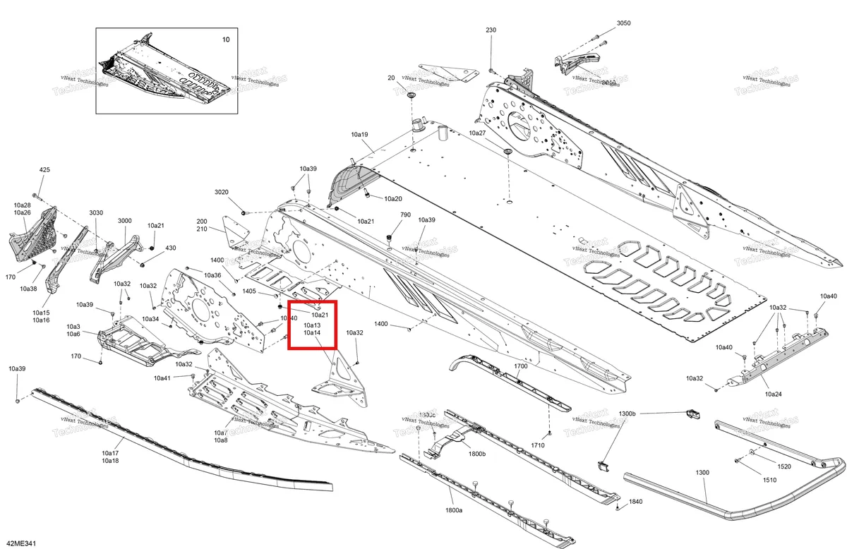 Деталь 518334389 на схеме узла 2025 Ski-Doo MXZ - 600R E -TEC - X-RS with Competition package - UCSA - Neo Yellow - 137X15X1.25RSII2P Track Frame - System - Rear Section