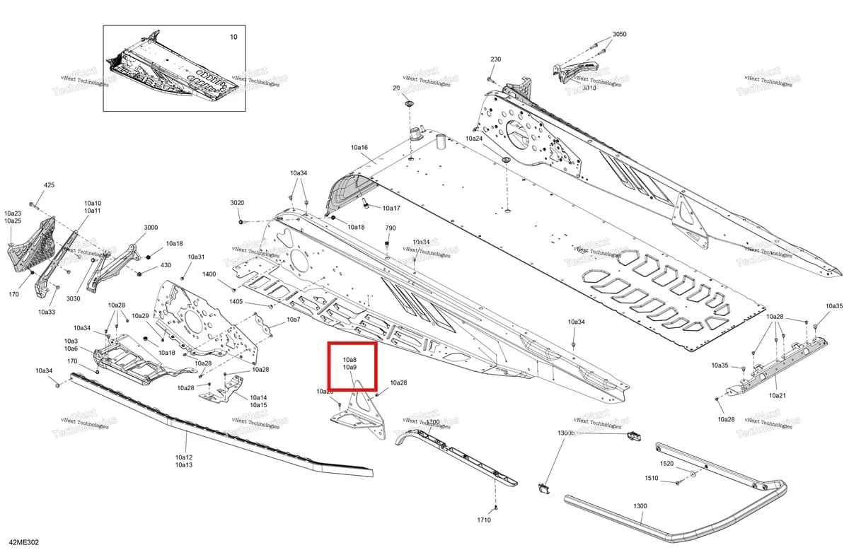 Деталь 518334412 на схеме узла 2025 Ski-Doo MXZ - 850 E-TEC - X - UUSG - Neo Yellow - 129X15X1.25RS Track Frame - System - Rear Section
