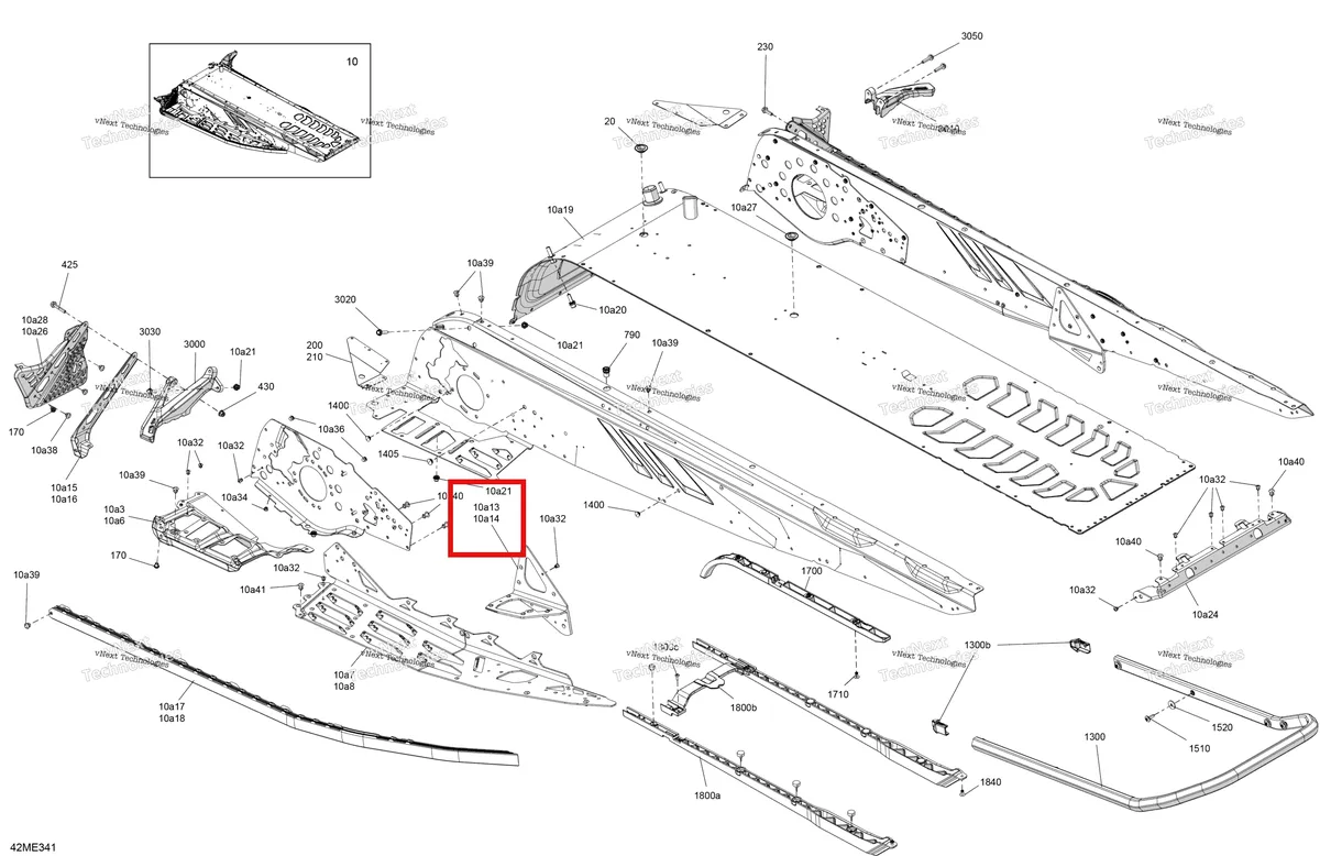 Деталь 518334413 на схеме узла 2025 Ski-Doo MXZ - 600R E -TEC - X-RS with Competition package - UCSA - Neo Yellow - 137X15X1.25RSII2P Track Frame - System - Rear Section