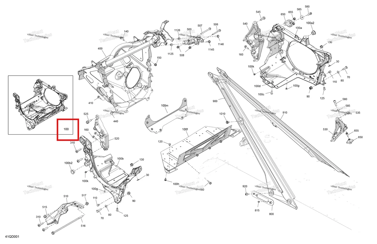 Деталь 518335200 на схеме узла 2024 Ski-Doo Electric GRAND TOURING - SPORT - EVRA - Brigth White - 120X14X0.75LFF Track Frame - System - Front Section