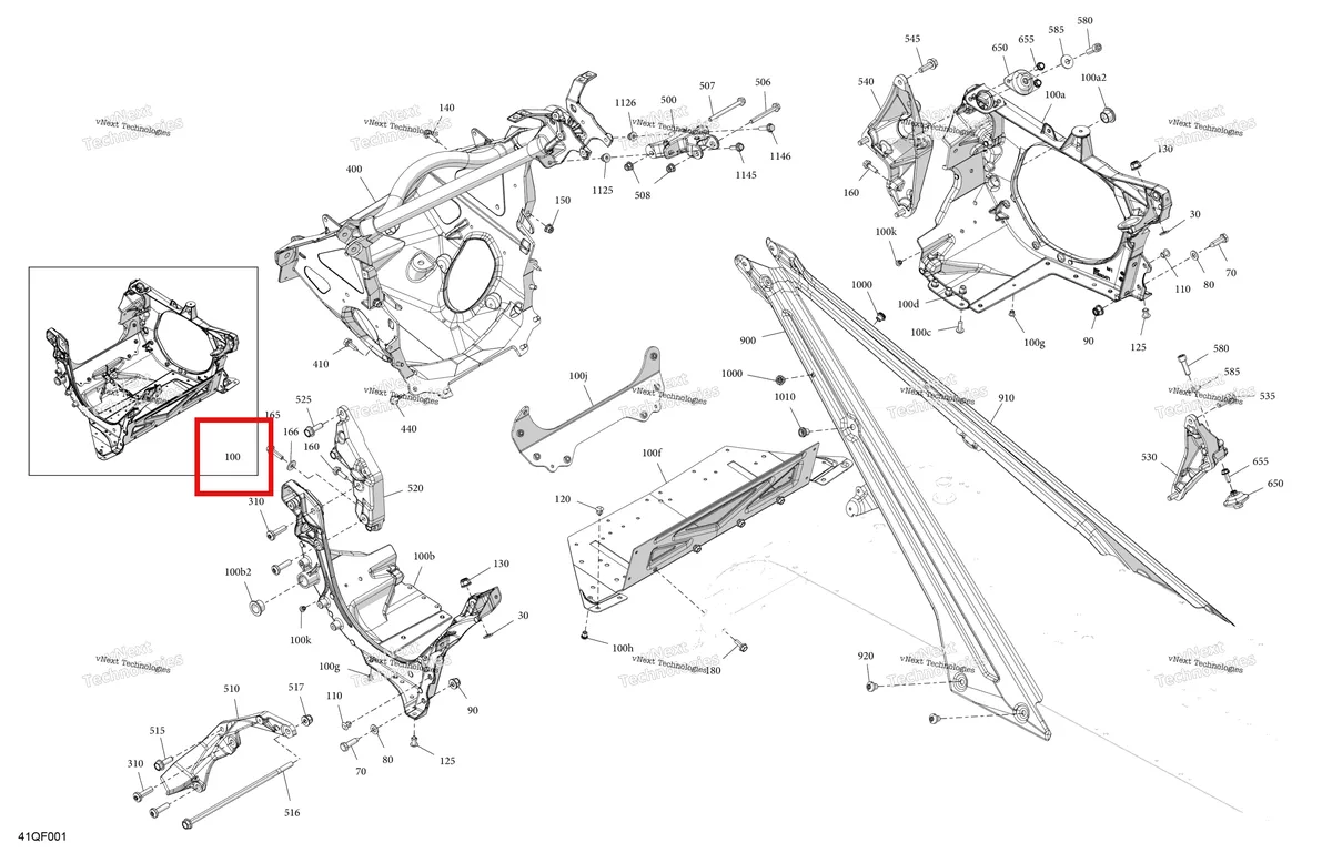 Деталь 518335955 на схеме узла 2026 Ski-Doo GRAND TOURING - SPORT - ESTA - Bright White - 14X120X0.75LFF Track Frame - System - Front Section