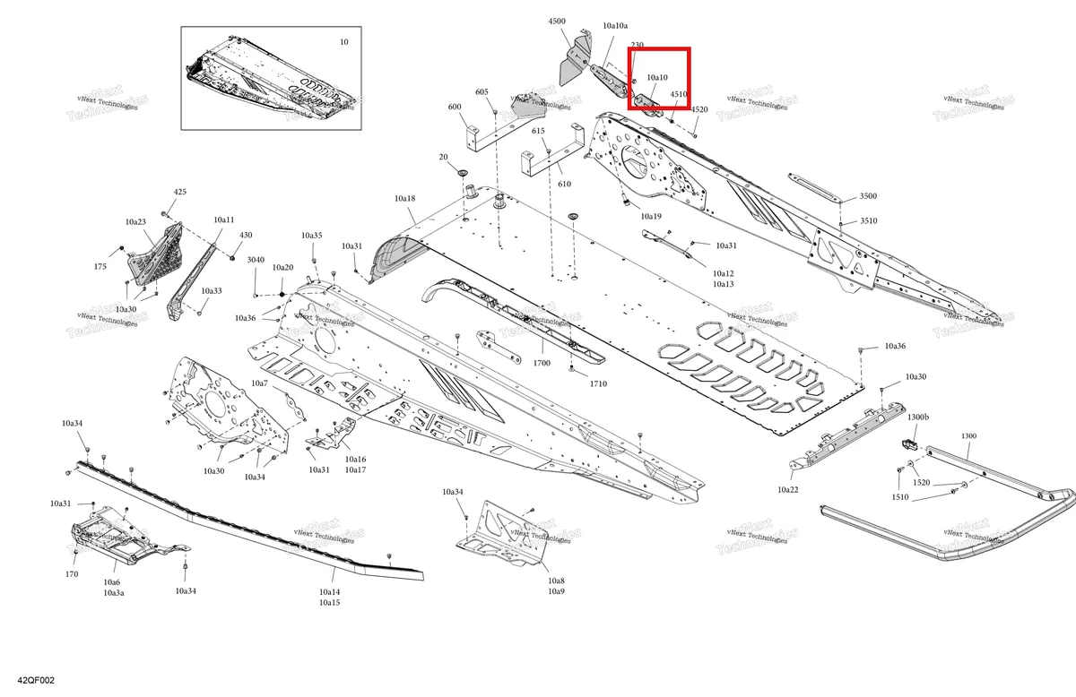 Деталь 518335978 на схеме узла 2026 Ski-Doo EXPEDITION - SPORT - ESTB - Bright White - 15X137X1.6C Track Frame - System - Rear Section