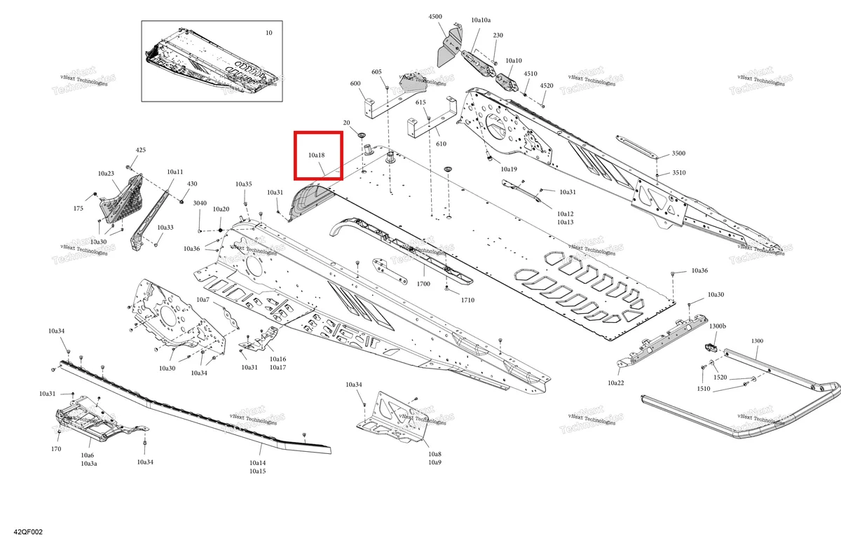 Деталь 518336336 на схеме узла 2026 Ski-Doo EXPEDITION - SPORT - ESTB - Bright White - 15X137X1.6C Track Frame - System - Rear Section