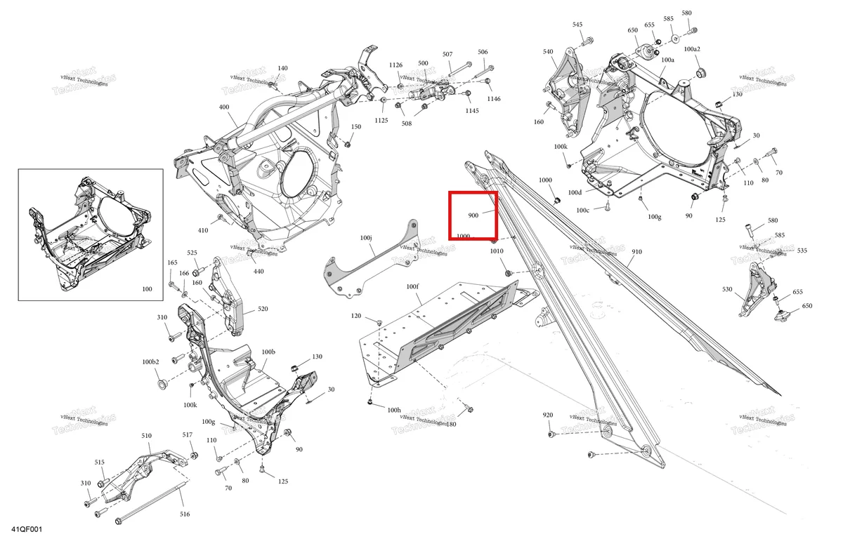 Деталь 518337027 на схеме узла 2026 Ski-Doo GRAND TOURING - SPORT - ESTA - Bright White - 14X120X0.75LFF Track Frame - System - Front Section