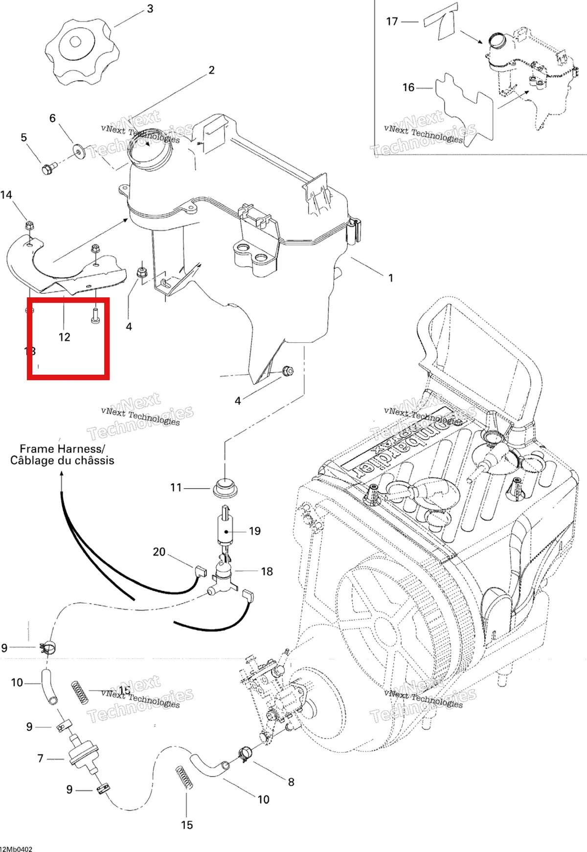 Деталь 519000043 на схеме узла 2004 Ski-Doo Legend 550F Oil Tank And Support
