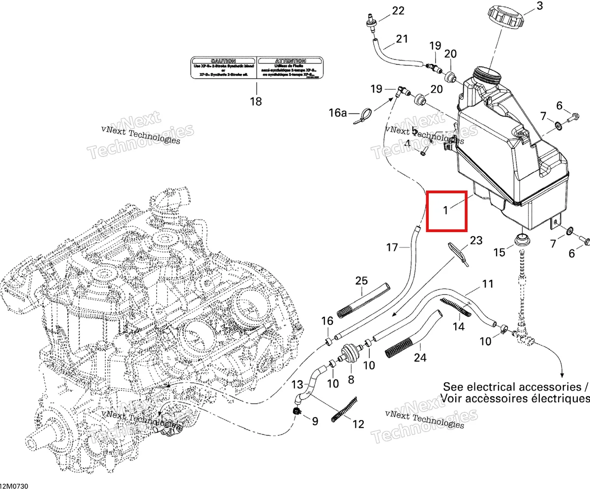 Деталь 519000070 на схеме узла 2007 Ski-Doo MACH Z Adrenaline Oil System