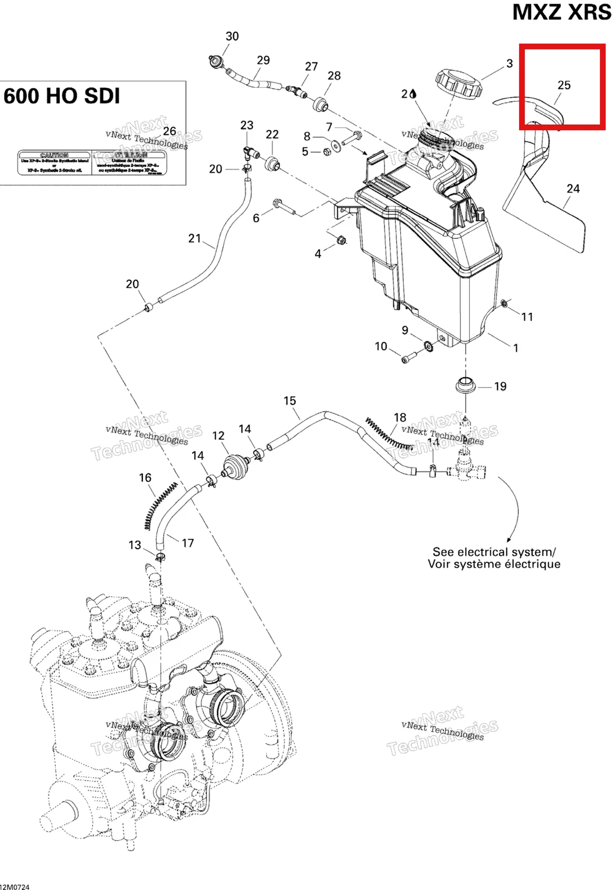 Деталь 519000072 (Светоотражающие Лист) на схеме узла 2007 Ski-Doo MX Z XRS 600 HO SDI Oil System 600