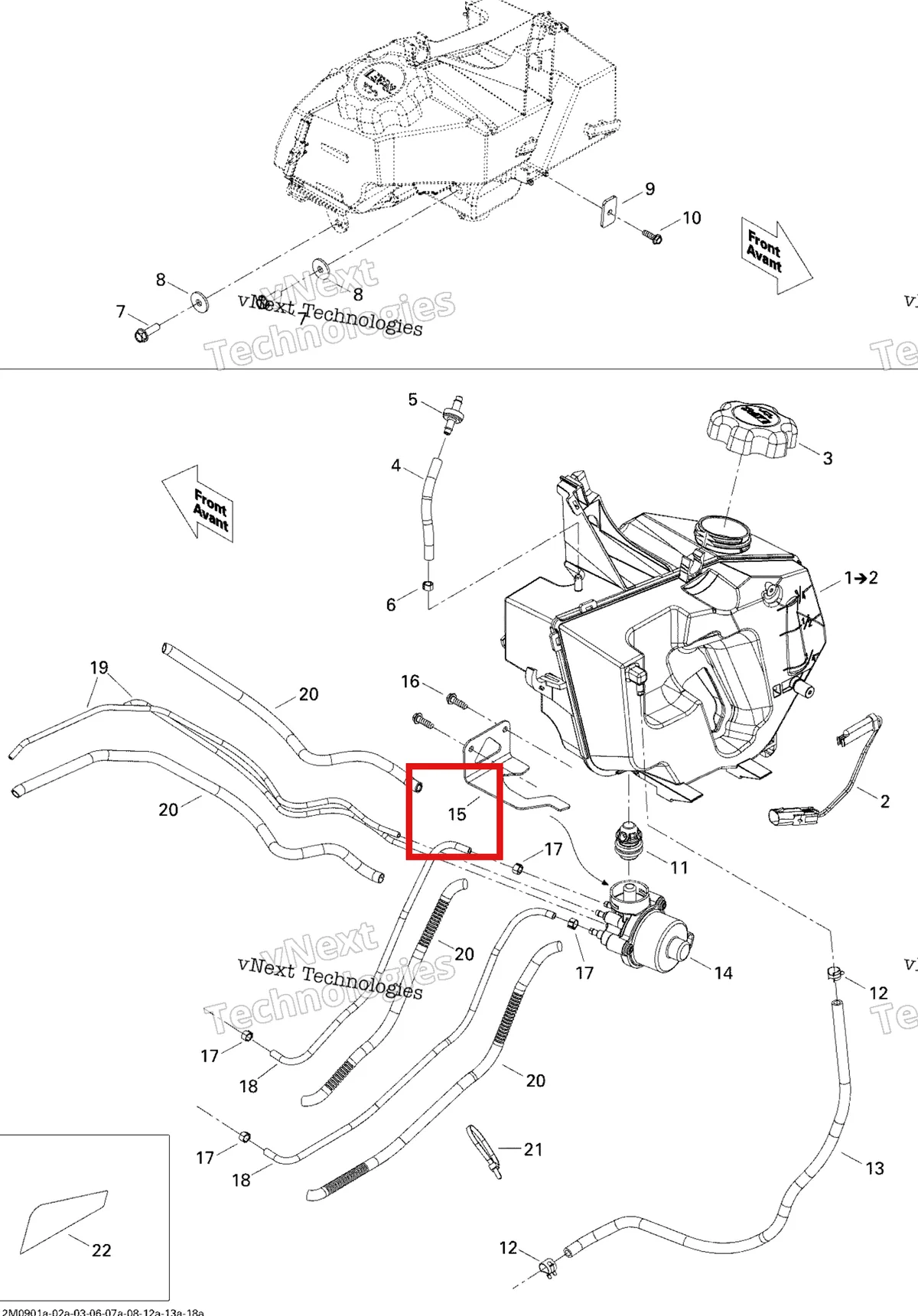 Деталь 519000234 (Зажим) на схеме узла 2009 Ski-Doo GSX Limited 600 H.O. E-TEC Oil System