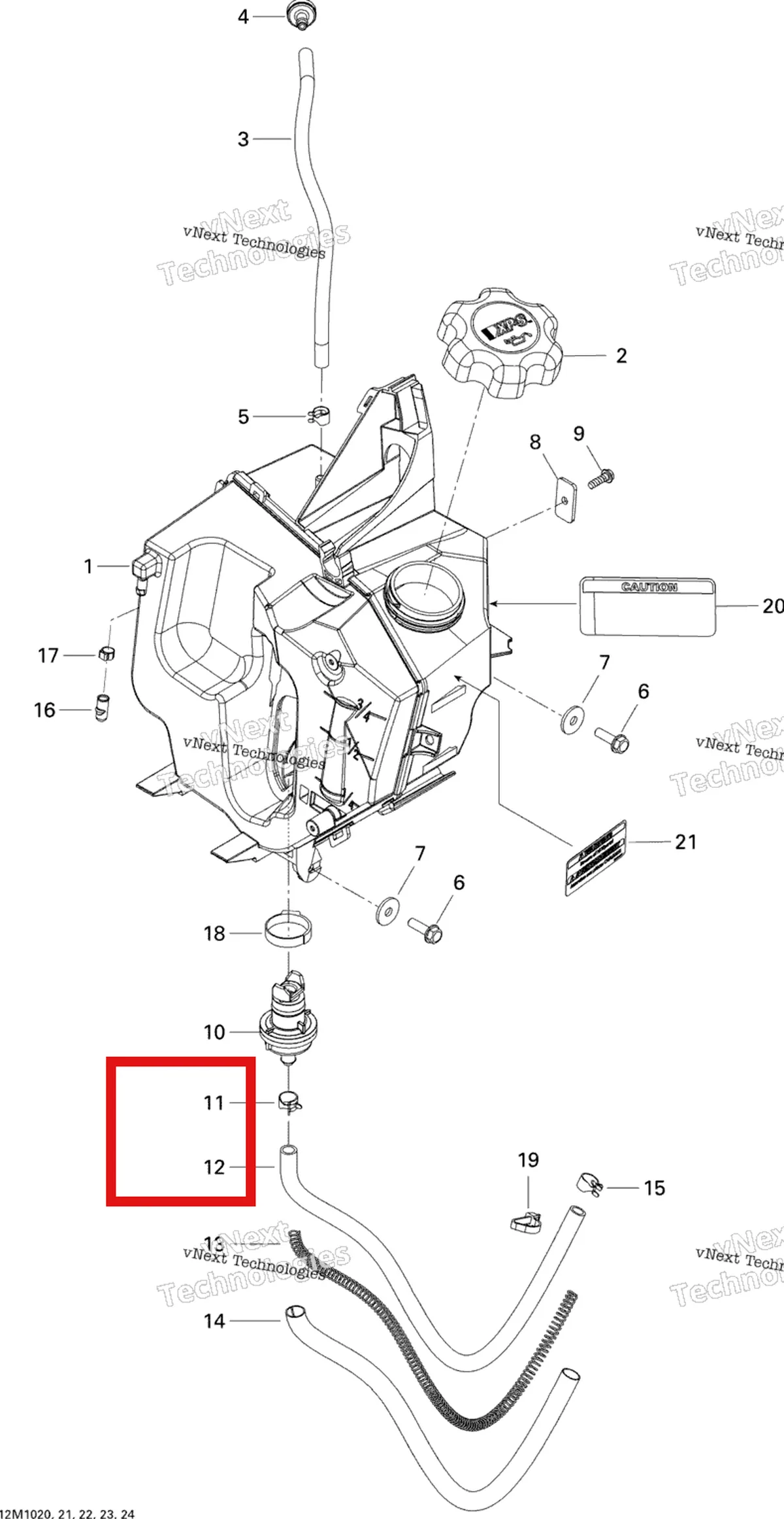 Деталь 519000238 (Масляный Бак) на схеме узла 2010 Ski-Doo Grand-Touring Sport 550F Oil System