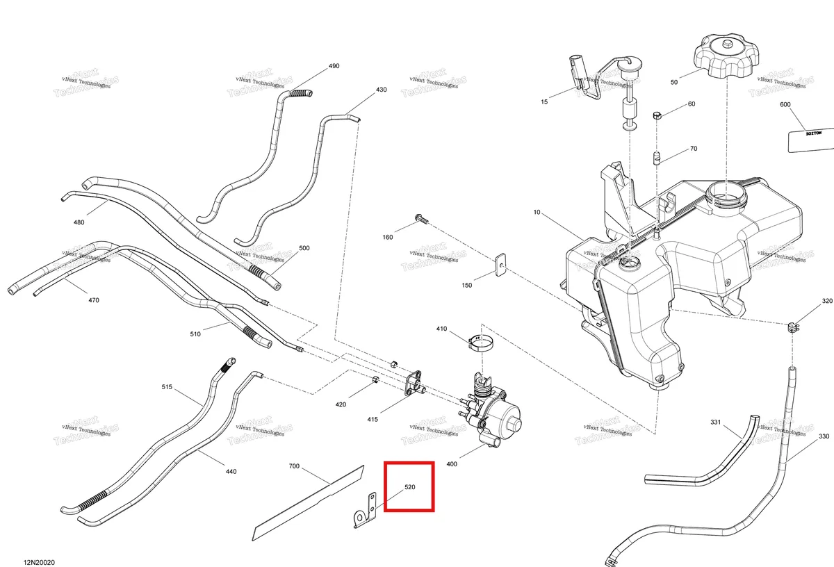 Деталь 519000245 (Держатель) на схеме узла 2020 Ski-Doo SKANDIC WT 600HO E-TEC Engine - Oil