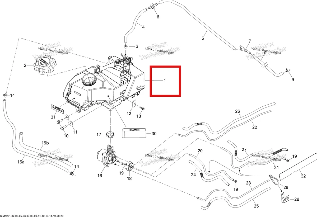 Деталь 519000278 (Деталь Oil Tank. Includes 1 To 2) на схеме узла 2012 Ski-Doo Summit SP 600HO E-TEC Oil System