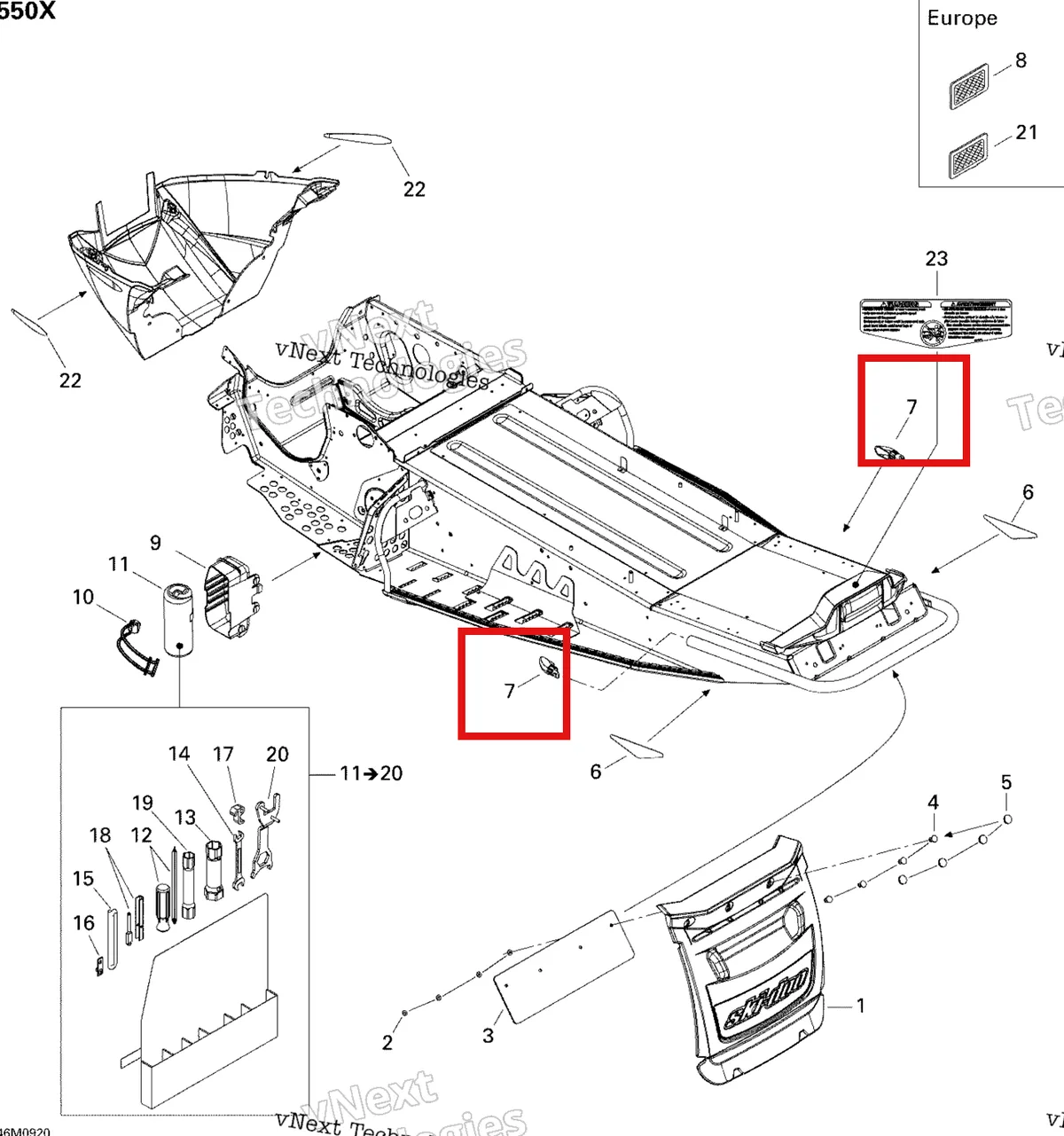 Деталь 520000272 (Заглушка) на схеме узла 2009 Ski-Doo MX Z 550X Utilities