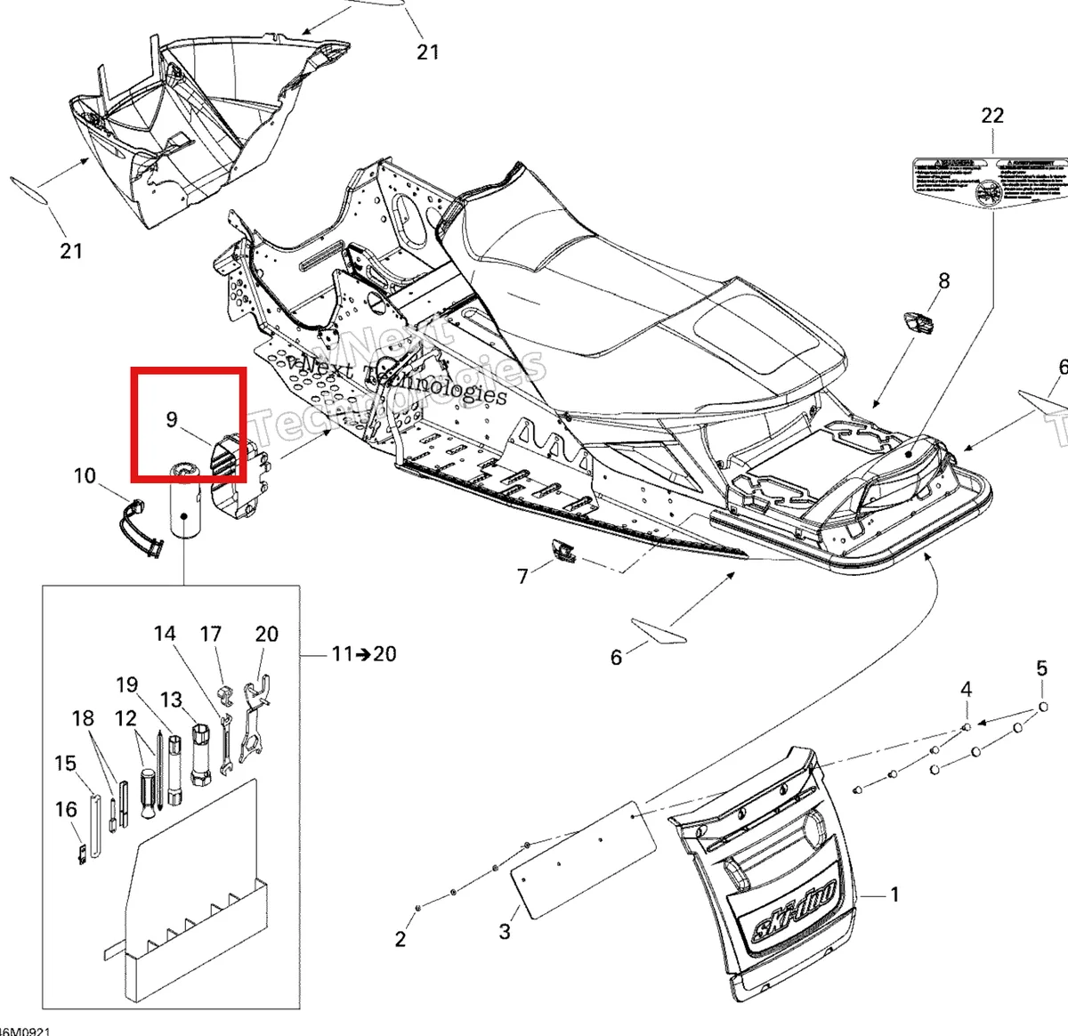 Деталь 520000322 (Багажник) на схеме узла 2009 Ski-Doo GSX Fan Utilities