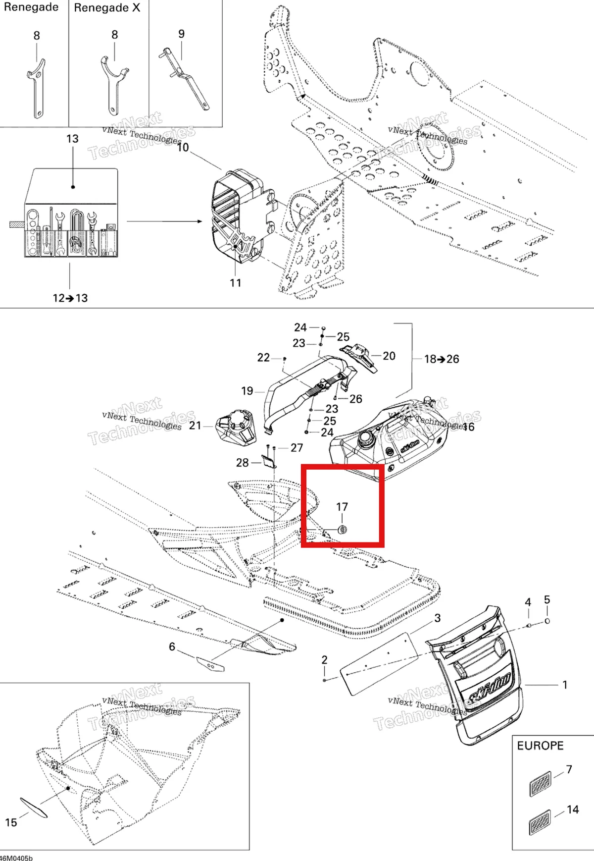 Деталь 520000355 на схеме узла 2004 Ski-Doo MX Z 600 HO Renegade/Renegade X Utilities