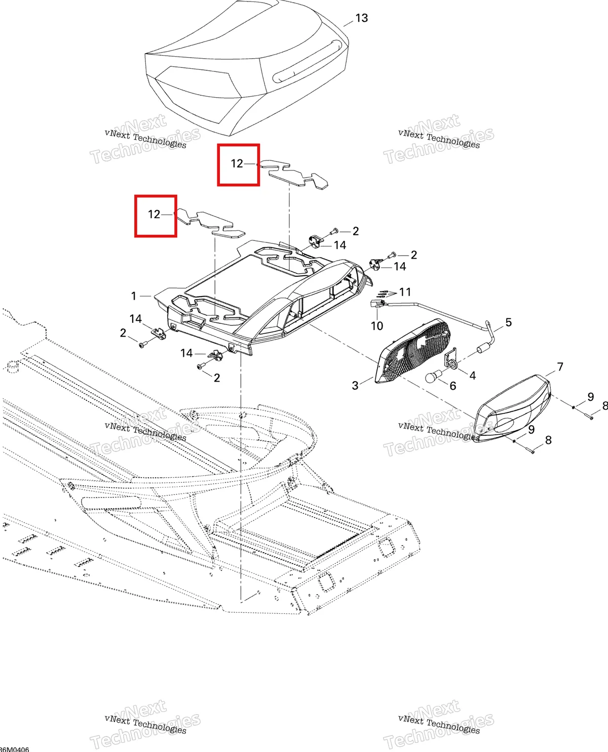 Деталь 520000390 на схеме узла 2004 Ski-Doo GSX 500SS Luggage Rack