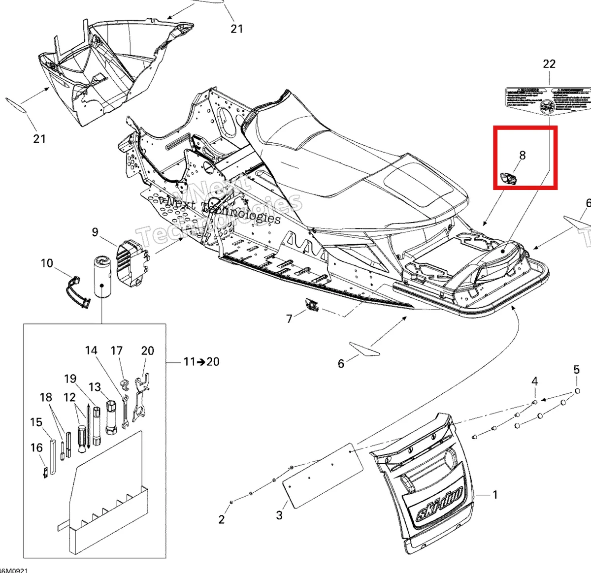 Деталь 520000398 на схеме узла 2009 Ski-Doo GSX Fan Utilities