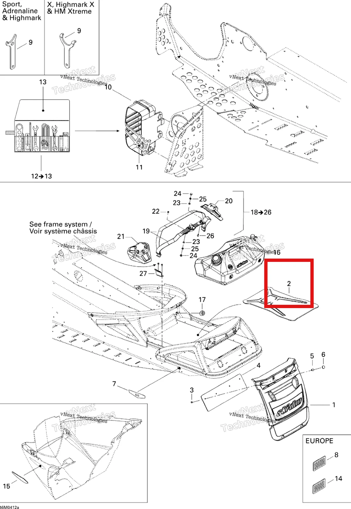 Деталь 520000399 на схеме узла 2004 Ski-Doo Summit 600 HO Utilities 1