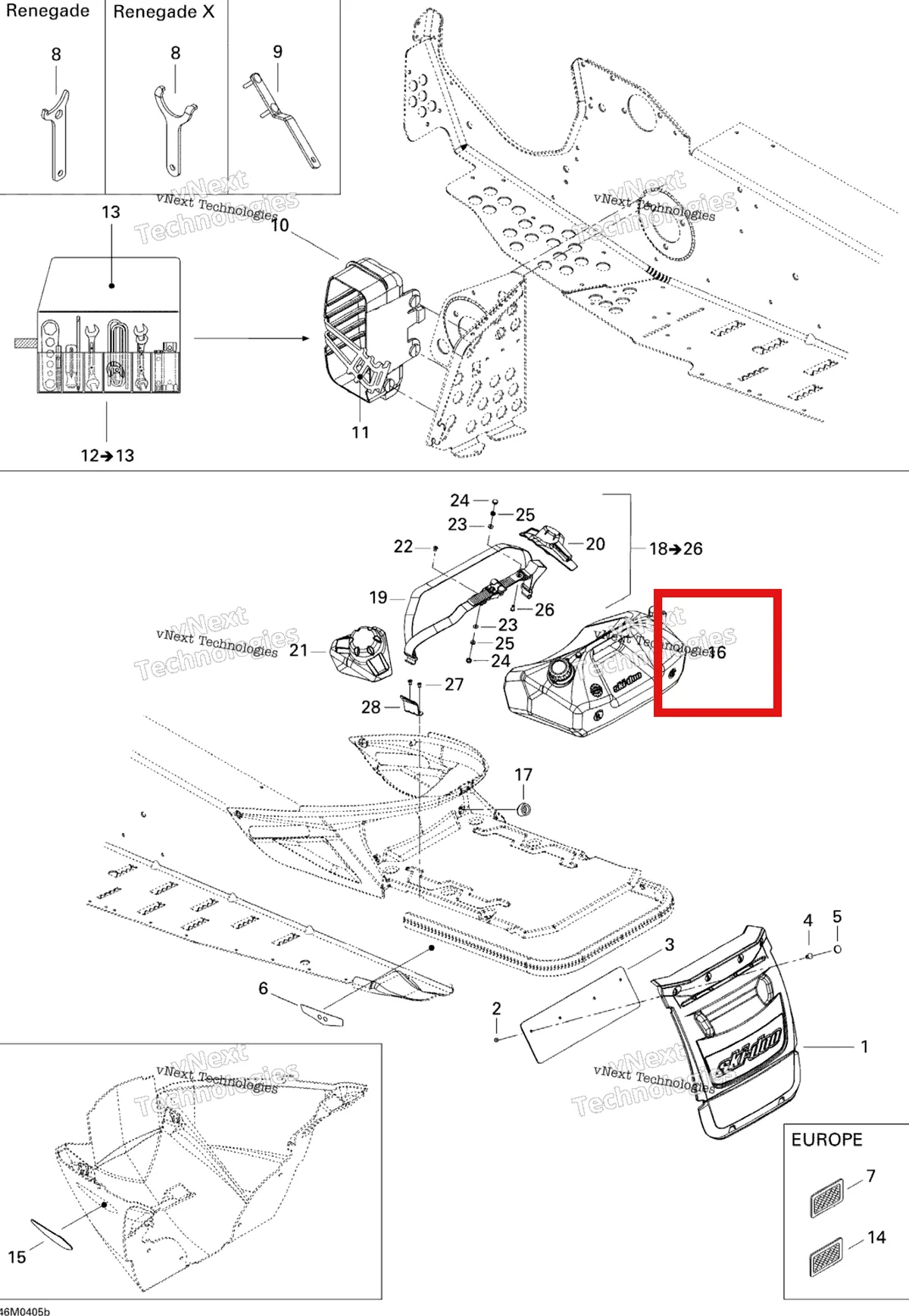 Деталь 520000419 на схеме узла 2004 Ski-Doo MX Z 600 HO Renegade/Renegade X Utilities