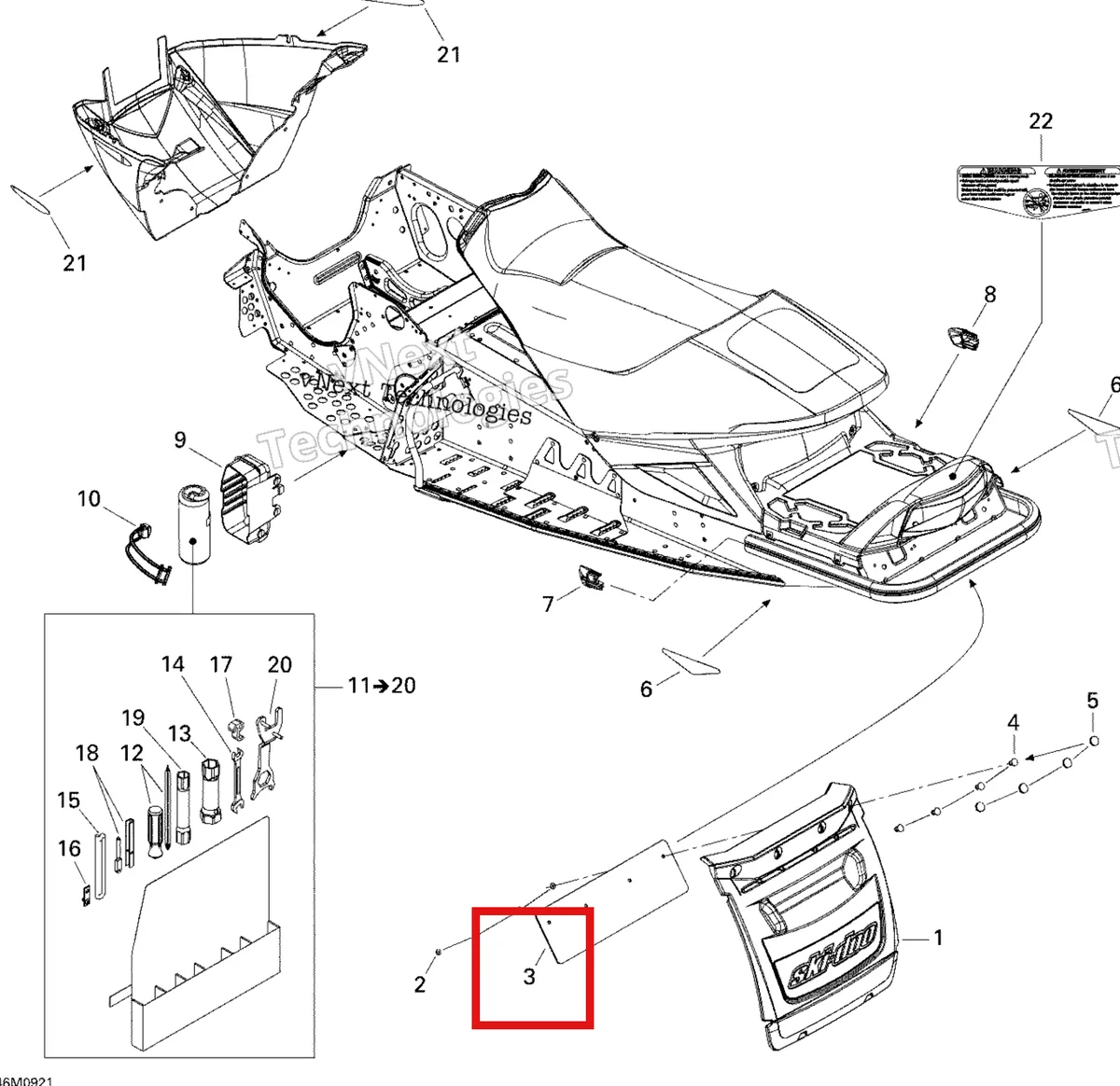 Деталь 520000423 на схеме узла 2009 Ski-Doo GSX Fan Utilities