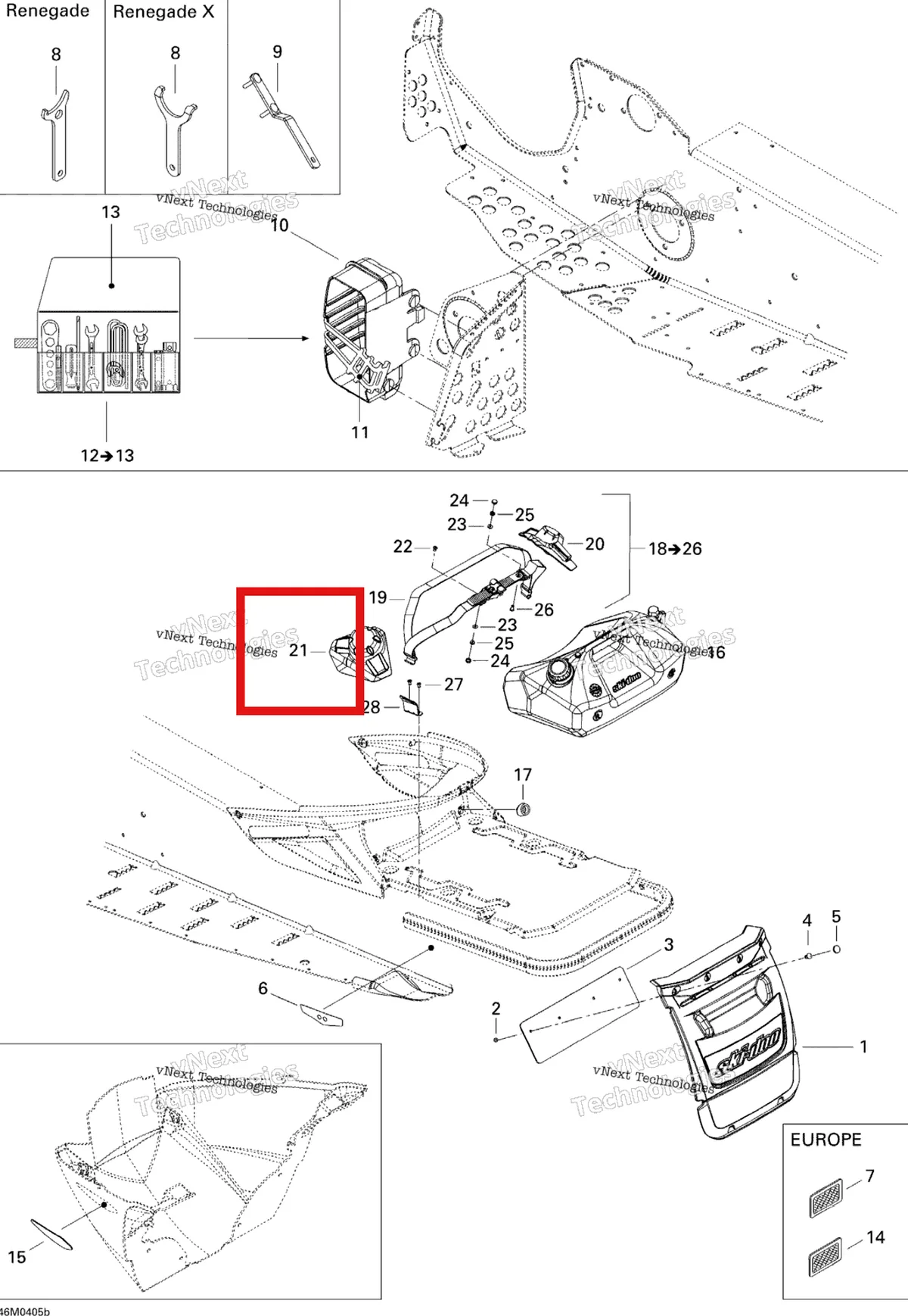 Деталь 520000439 на схеме узла 2004 Ski-Doo MX Z 600 HO Renegade/Renegade X Utilities