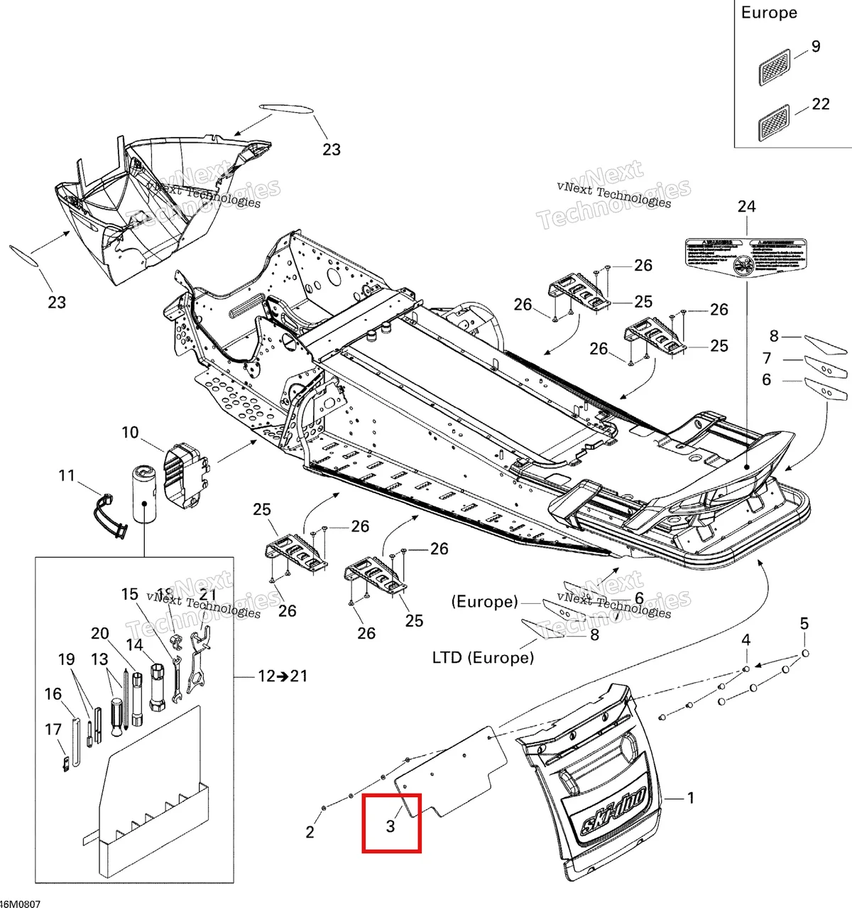 Деталь 520000488 на схеме узла 2008 Ski-Doo GTX LTD 600 HO SDI Utilities Ltd