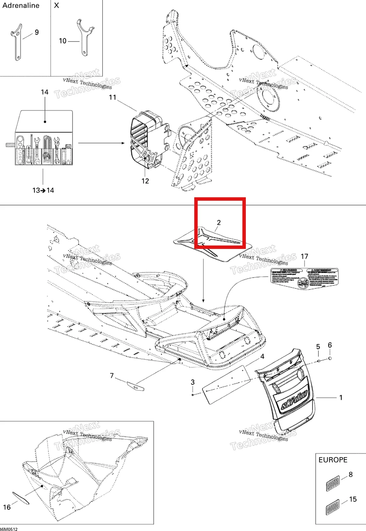 Деталь 520000511 на схеме узла 2005 Ski-Doo Summit 600 HO Utilities 600Ho