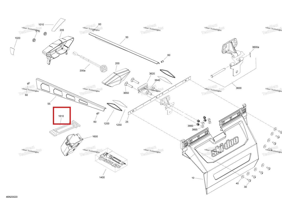 Деталь 520000528 (Защёлка) на схеме узла 2020 Ski-Doo EXPEDITION SWT 900 ACE Utilities