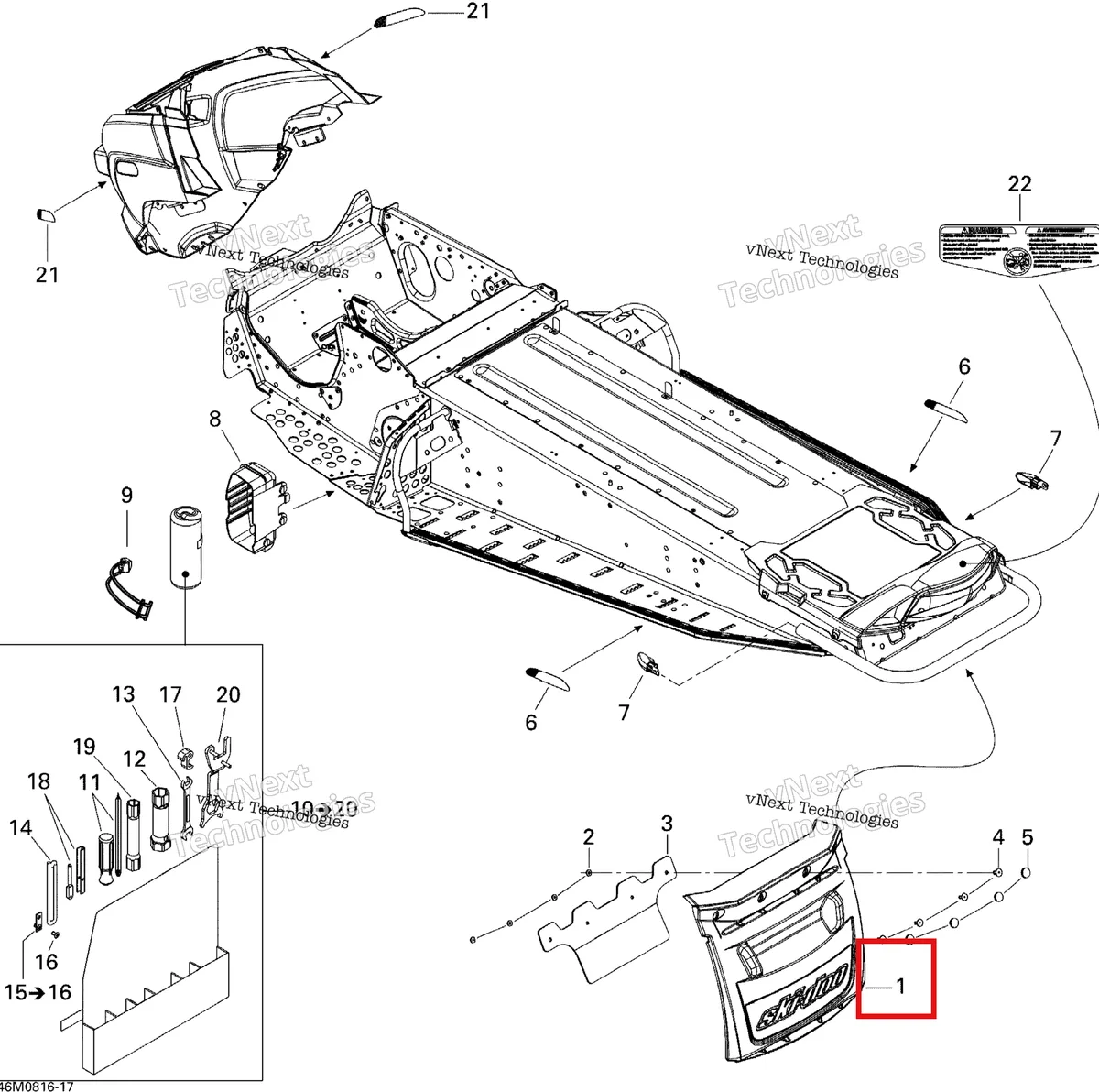 Деталь 520000531 на схеме узла 2008 Ski-Doo Freestyle PARK 550F Utilities