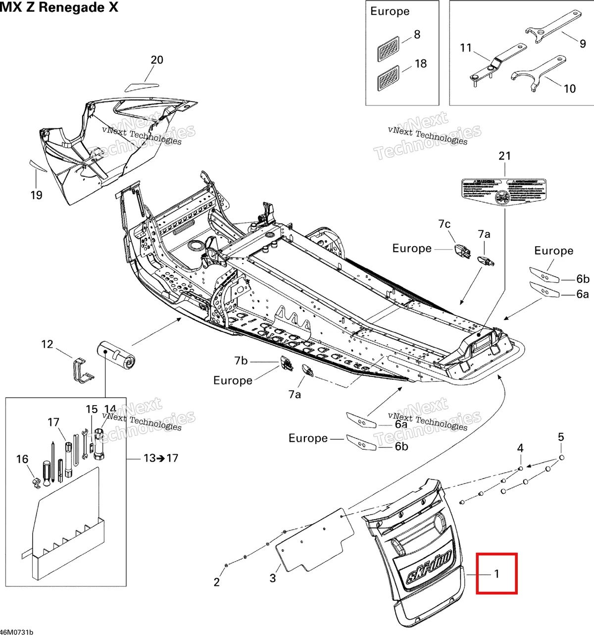 Деталь 520000559 на схеме узла 2007 Ski-Doo MX Z 1000 SDI Renegade RT Utilities Renegade X