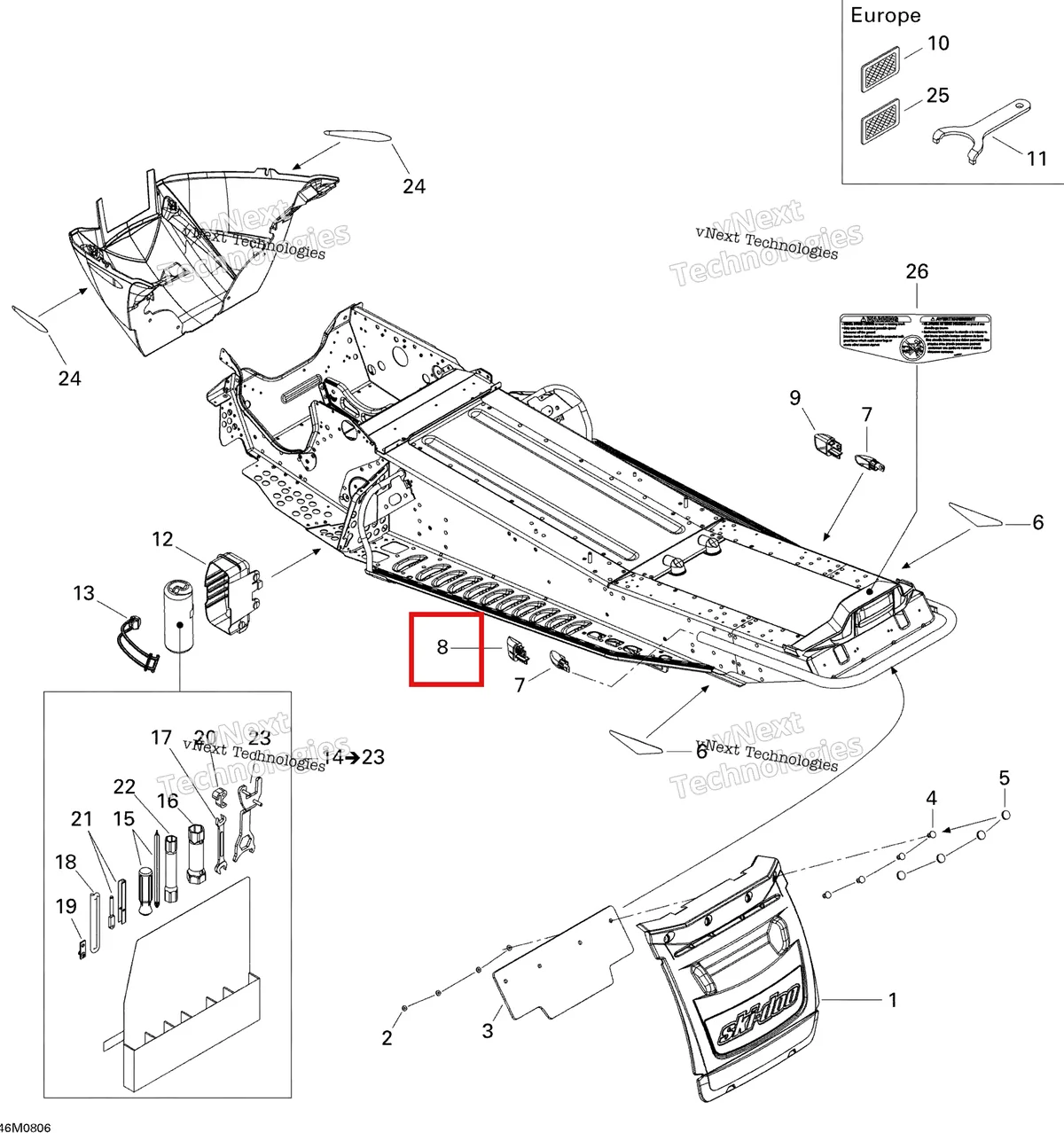 Деталь 520000601 на схеме узла 2008 Ski-Doo Summit Adrenaline 600HO SDI Utilities