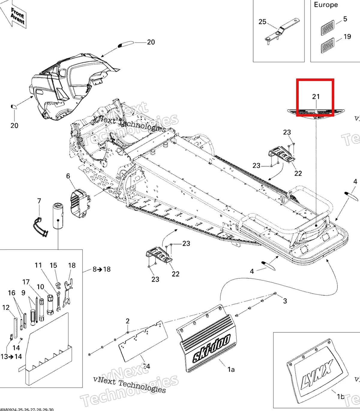 Деталь 520000611 (Метки Безопасности) на схеме узла 2009 Ski-Doo Skandic Tundra LT 550F Utilities