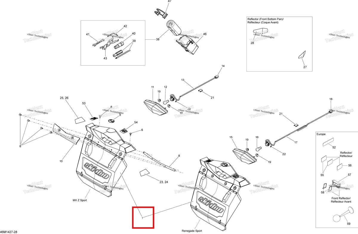 Деталь 520000702 на схеме узла 2014 Ski-Doo RENEGADE SPORT 600ACE XP Utilities