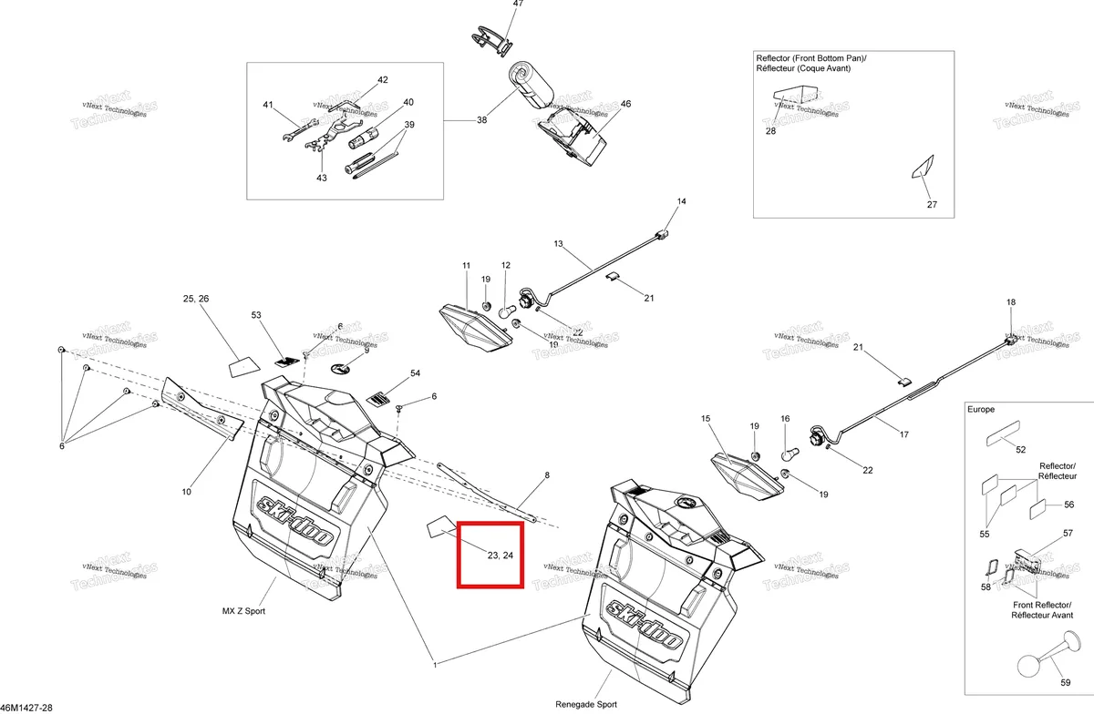 Деталь 520000706 на схеме узла 2014 Ski-Doo RENEGADE SPORT 600ACE XP Utilities
