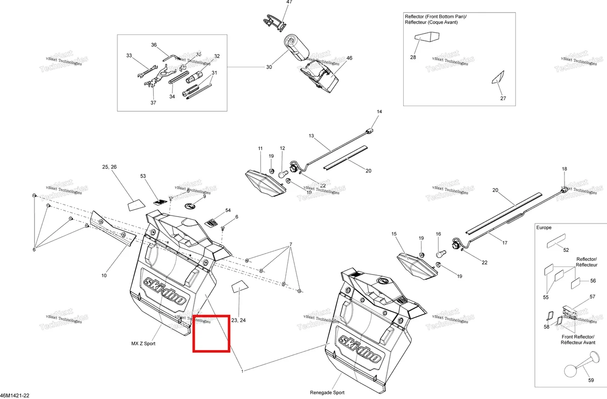 Деталь 520000707 на схеме узла 2014 Ski-Doo MXZ SPORT 550F XP Utilities