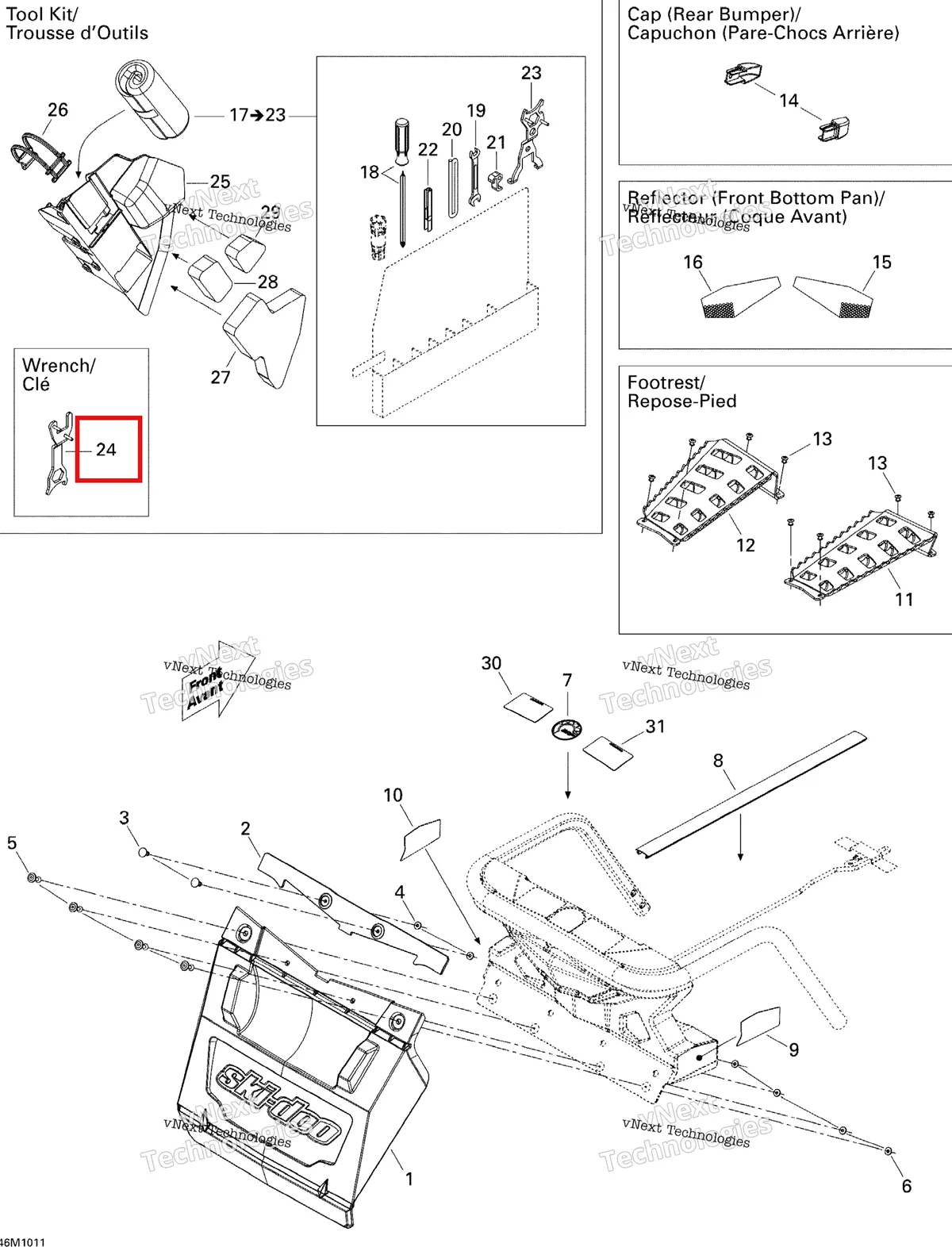 Деталь 520000721 (Гайковерт) на схеме узла 2010 Ski-Doo Grand-Touring Sport 600 Utilities