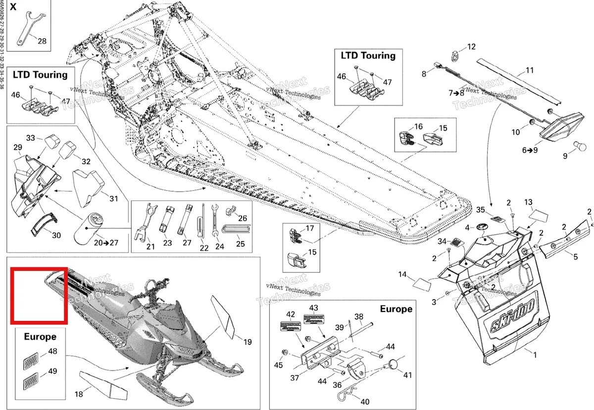 Деталь 520000741 (Багажник) на схеме узла 2008 Ski-Doo GSX LTD TOURING 600 HO SDI Utilities