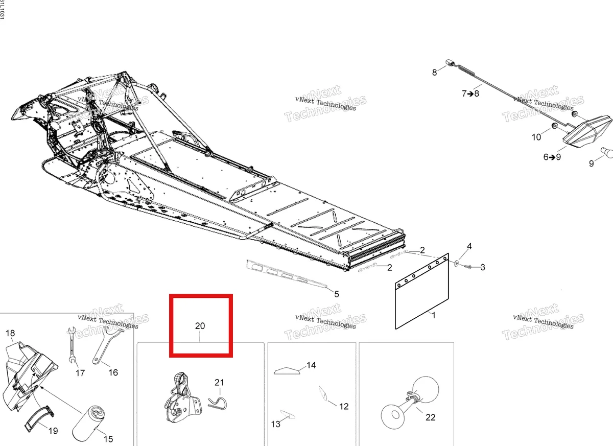 Деталь 520000796 (Деталь Hitch Ass'y) на схеме узла 2010 Ski-Doo Expedition TUV 1200 REV-XU Utilities Europe