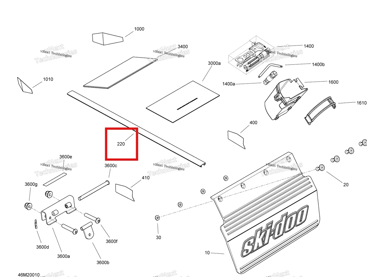 Деталь 520000829 (Уплотнитель резиновый) на схеме узла 2020 Ski-Doo EXPEDITION SPORT 550F Utilities