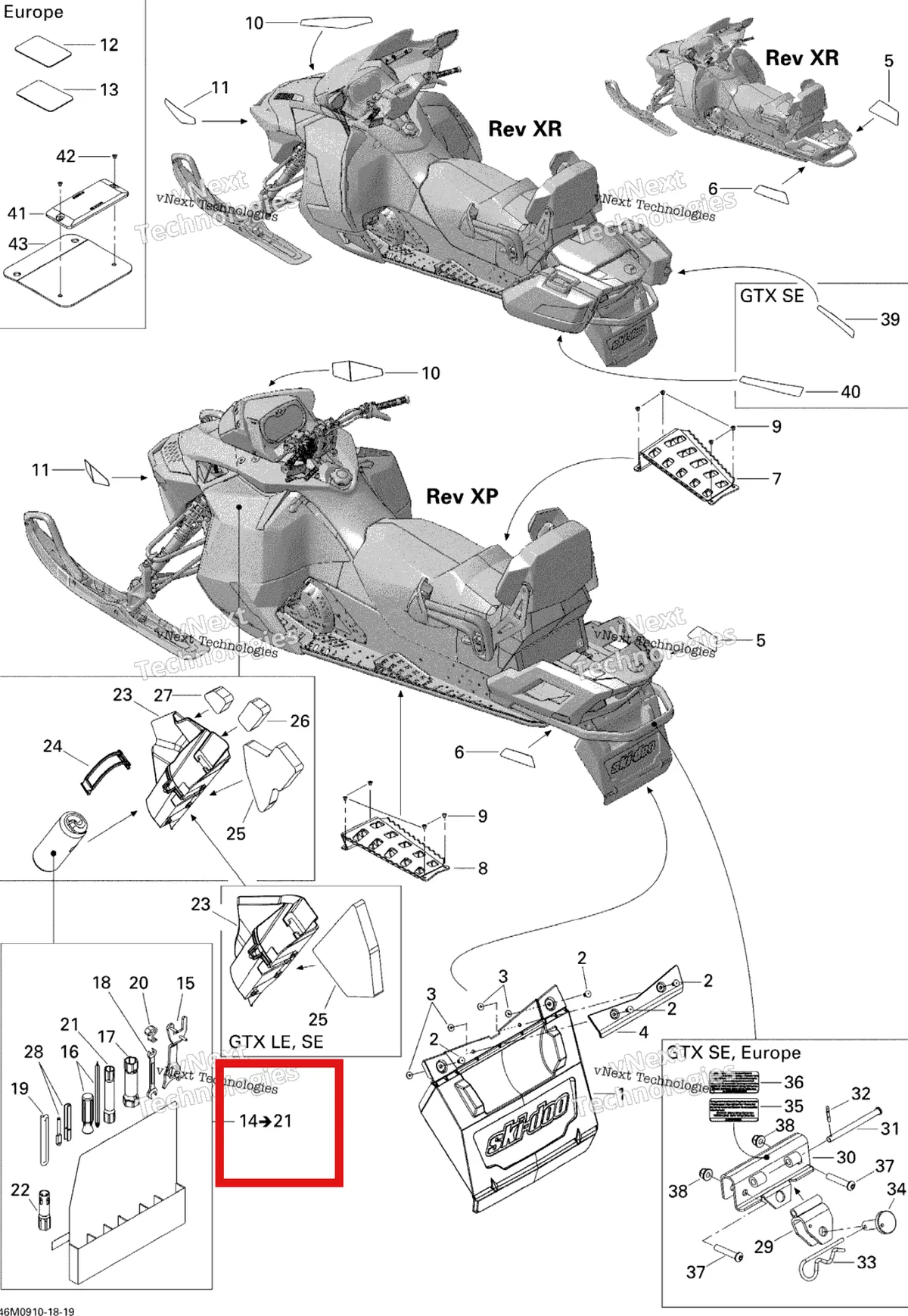 Схема применяемости: Tool комплект Ski-Doo Expedition TUV 600 H.O. SDI REV-XU (2009) (520000841)